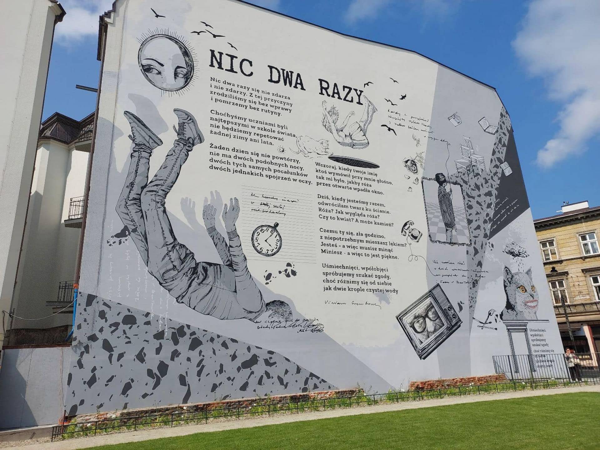Mural gotowy, w niedzielę uroczyste otwarcie parku Szymborskiej