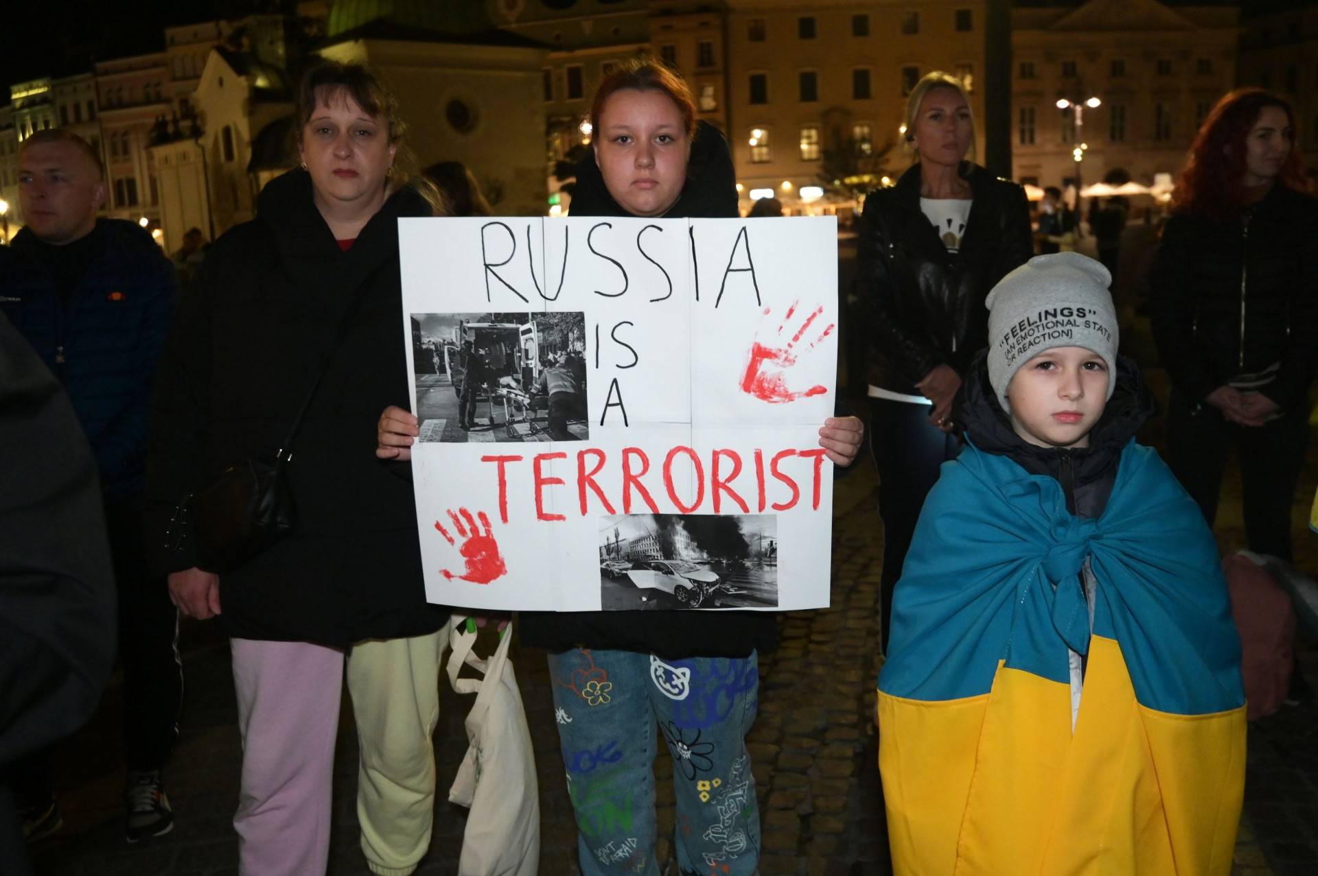 Wieczorny protest Ukraińców. "Rosja to państwo terrorystyczne"
