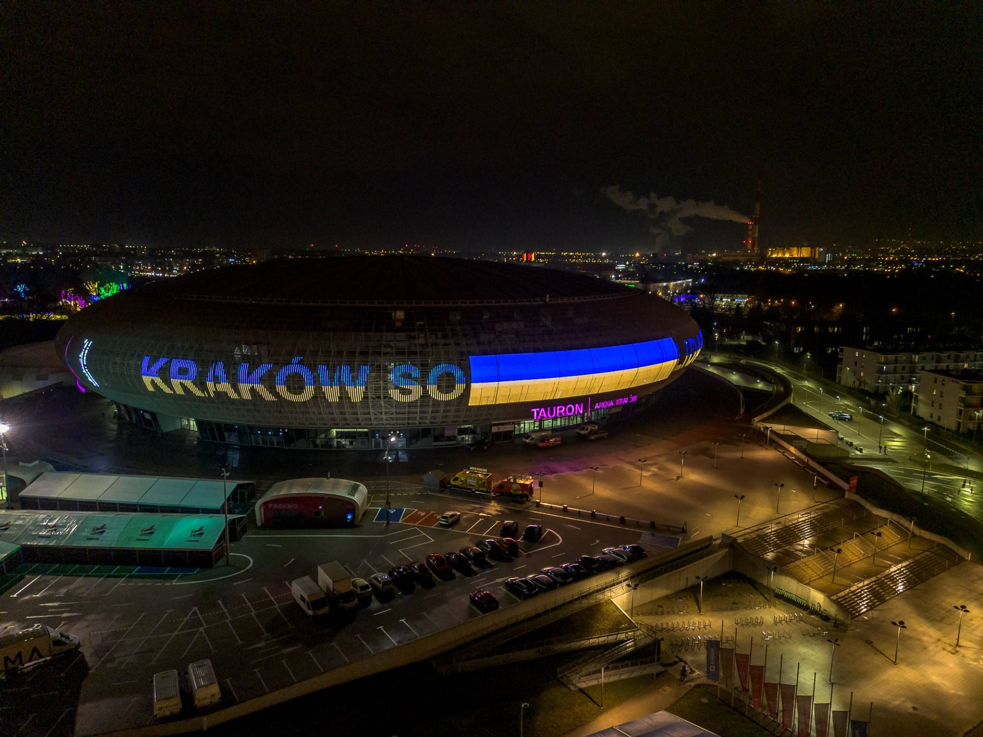 Kraków w ukraińskich barwach, solidarny z walczącym narodem