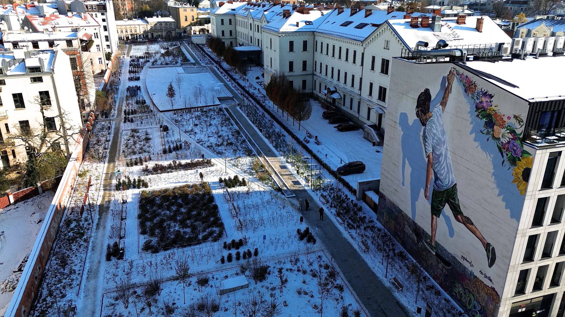 Park Szymborskiej zimą wygląda jeszcze piękniej