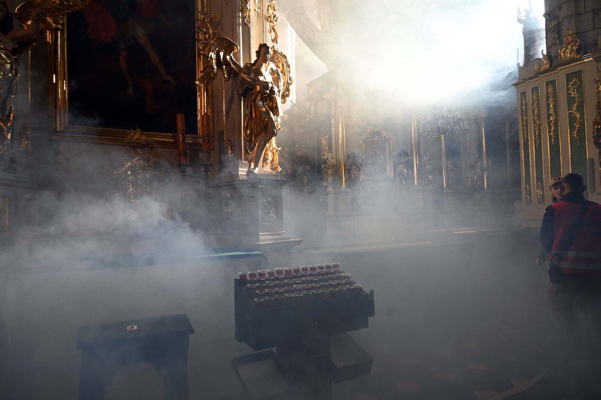 Akcja Straży Pożarnej w Bazylice Bożego Ciała na Kazimierzu. Ćwiczenia