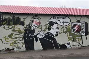 Mural z karykaturą Jacka Majchrowskiego