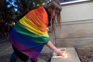 Protest przeciw homofobii przed słowackim konsulatem