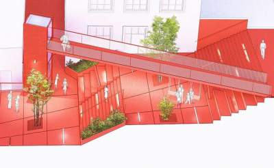 Czerwone Podgórze? Schody w kolorze skandalu jednak powstaną