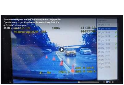 Samochód rozbił się na autostradzie na oczach policjantów