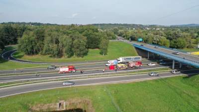 Tragiczny wypadek koło węzła Skawina. Płonęło auto, zginęła kobieta