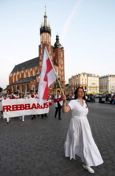 W Krakowie solidarni z Białorusią, fot. Marek Lasyk - zdjęcie 25
