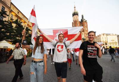 W Krakowie solidarni z Białorusią, fot. Marek Lasyk - zdjęcie 26