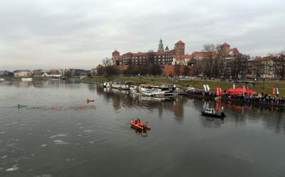 Lubią popływać w styczniu w Wiśle pod Wawelem - zdjęcie 8
