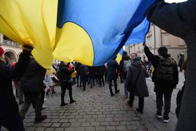 Marsz solidarności z Ukrainą w Krakowie. Finał przed konsulatem Rosji - zdjęcie 33