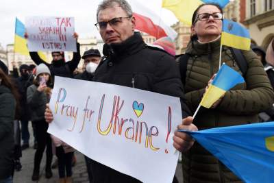 Marsz solidarności z Ukrainą w Krakowie. Finał przed konsulatem Rosji - zdjęcie 5