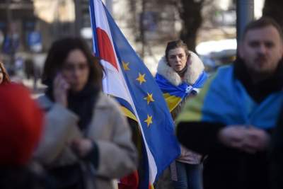 Konsulat Rosji w Krakowie. Protest przeciw napaści na Ukrainę - zdjęcie 18