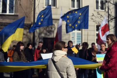 Konsulat Rosji w Krakowie. Protest przeciw napaści na Ukrainę - zdjęcie 29