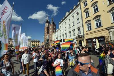 Homofobiczna pikieta Młodzieży Wszechpolskiej. Z tęczową gilotyną - zdjęcie 8