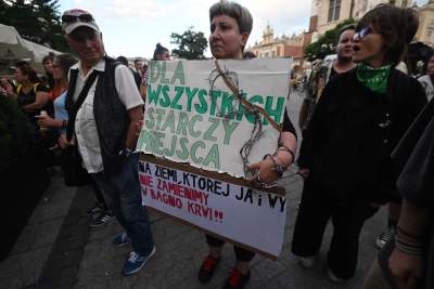 Specjalny pokaz filmu "Zielona granica", protesty zwolenników i przeciwników - zdjęcie 19