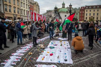 Palestyńczycy na krakowskim Rynku, kolejny protest - zdjęcie 3