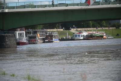 Fala kulminacyjna w Krakowie: Wisła przy pięknej pogodzie zalewa bulwary - zdjęcie 8