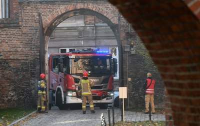 Akcja Straży Pożarnej w Bazylice Bożego Ciała na Kazimierzu. Ćwiczenia - zdjęcie 1