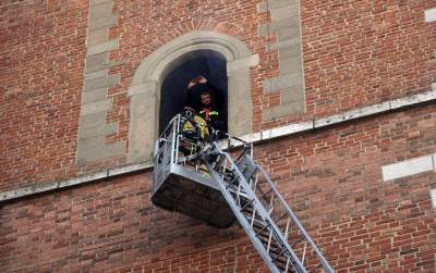 Akcja Straży Pożarnej w Bazylice Bożego Ciała na Kazimierzu. Ćwiczenia - zdjęcie 16