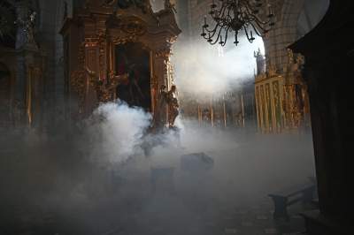 Akcja Straży Pożarnej w Bazylice Bożego Ciała na Kazimierzu. Ćwiczenia - zdjęcie 10