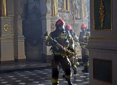 Akcja Straży Pożarnej w Bazylice Bożego Ciała na Kazimierzu. Ćwiczenia - zdjęcie 30