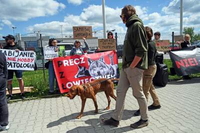 Zabawy dzieci z bronią na targach myśliwych w Krakowie, protesty aktywistów - zdjęcie 25