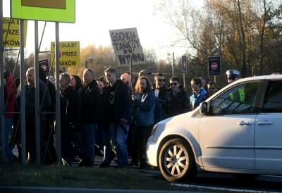 Protest przeciwko budowie nowej zakopianki do Myślenic. Blokowali drogę - zdjęcie 21