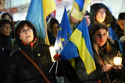 Kraków solidarny w walczącą Ukrainą, w rocznicę zbrodniczej rosyjskiej napaści - zdjęcie 27