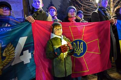 Kraków solidarny w walczącą Ukrainą, w rocznicę zbrodniczej rosyjskiej napaści - zdjęcie 14