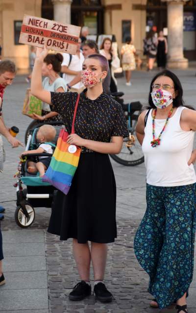 Kraków wspiera Białoruś! Kolejna manifestacja na Rynku Głównym - zdjęcie 50