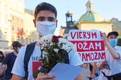 Kraków wspiera Białoruś! Kolejna manifestacja na Rynku Głównym - zdjęcie 62