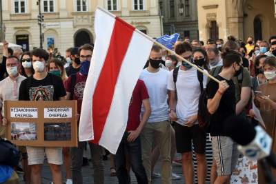Kraków wspiera Białoruś! Kolejna manifestacja na Rynku Głównym - zdjęcie 47