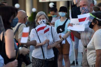 Kraków wspiera Białoruś! Kolejna manifestacja na Rynku Głównym - zdjęcie 21