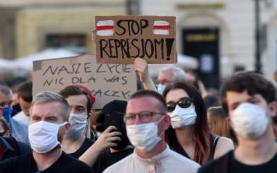 Kraków wspiera Białoruś! Kolejna manifestacja na Rynku Głównym - zdjęcie 51