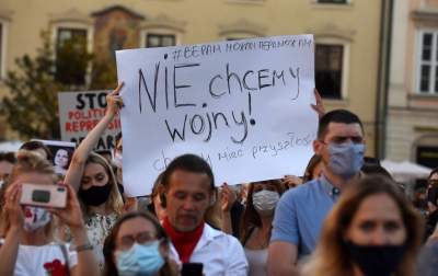 Kraków wspiera Białoruś! Kolejna manifestacja na Rynku Głównym - zdjęcie 5