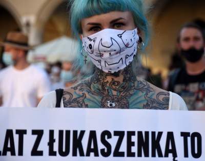 Kraków wspiera Białoruś! Kolejna manifestacja na Rynku Głównym - zdjęcie 23