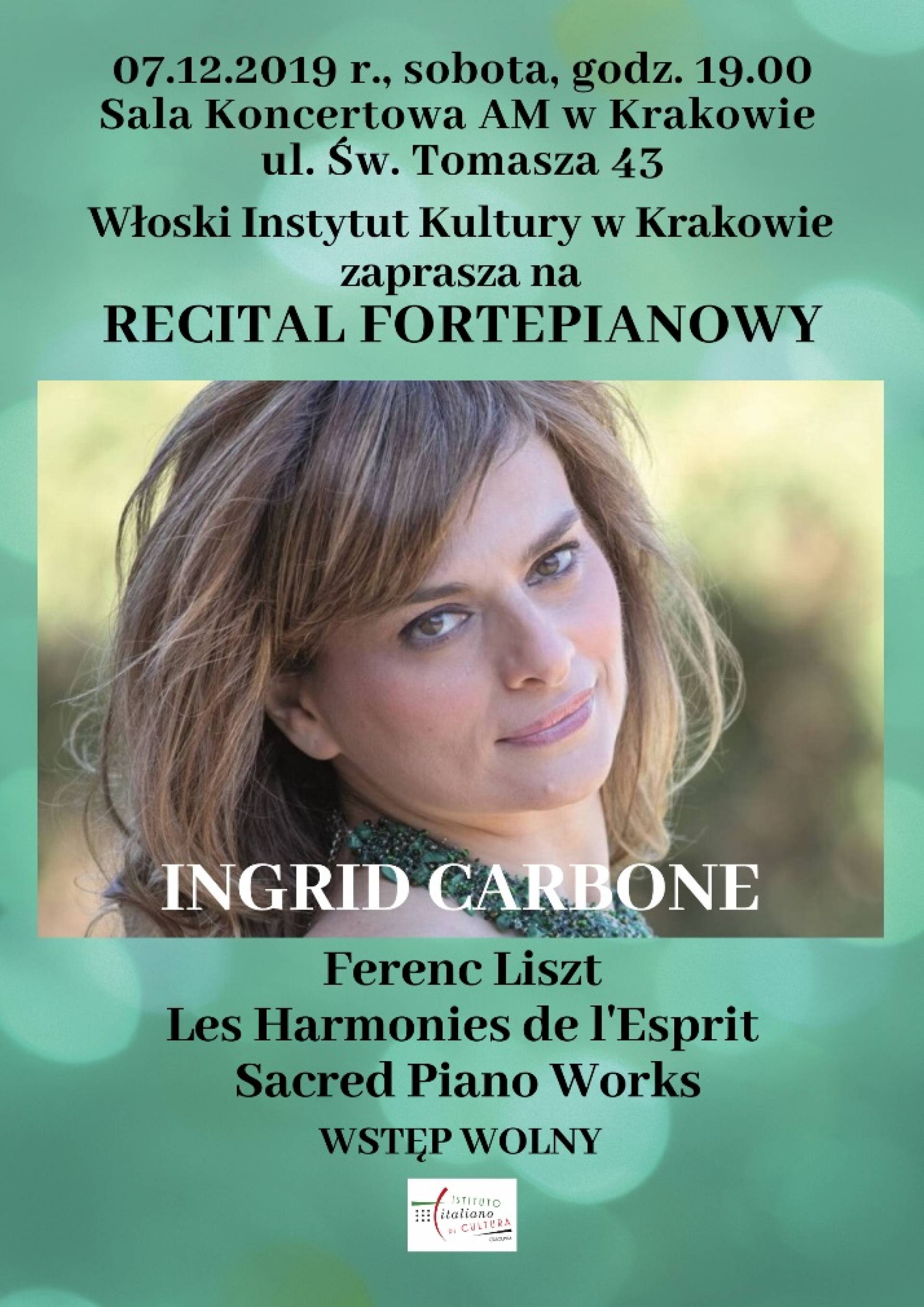 Recital fortepianowy Ingrid Carbone - F. Liszt