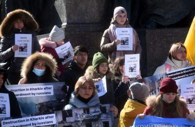Ukraińscy uchodźcy protestują na Rynku Głównym. Jeden postulat - zdjęcie 25