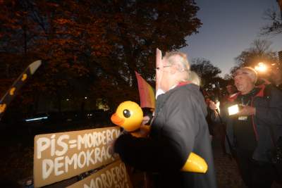 Zderzenie dwóch pikiet pod Wawelem: antypisowskiej i zwolenników władzy - zdjęcie 13