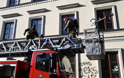 Akcja Straży Pożarnej w Bazylice Bożego Ciała na Kazimierzu. Ćwiczenia - zdjęcie 23