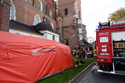 Akcja Straży Pożarnej w Bazylice Bożego Ciała na Kazimierzu. Ćwiczenia - zdjęcie 32