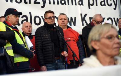 "Niech kombinat wróci w polskie ręce" - protest hutników (listopad 2019) - zdjęcie 27