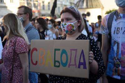Kraków wspiera Białoruś! Kolejna manifestacja na Rynku Głównym - zdjęcie 27