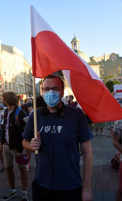 Kraków wspiera Białoruś! Kolejna manifestacja na Rynku Głównym - zdjęcie 35