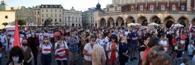 Kraków wspiera Białoruś! Kolejna manifestacja na Rynku Głównym - zdjęcie 63