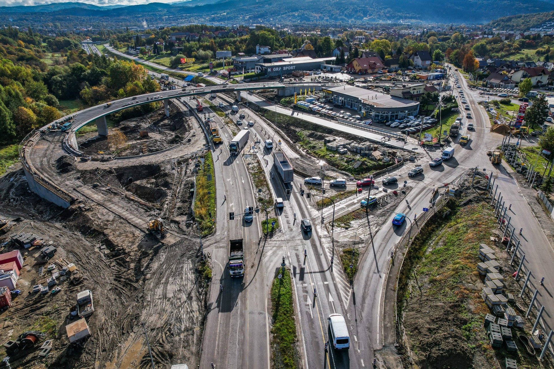 Duże zmiany na zakopiance, trwa budowa nowego węzła drogowego