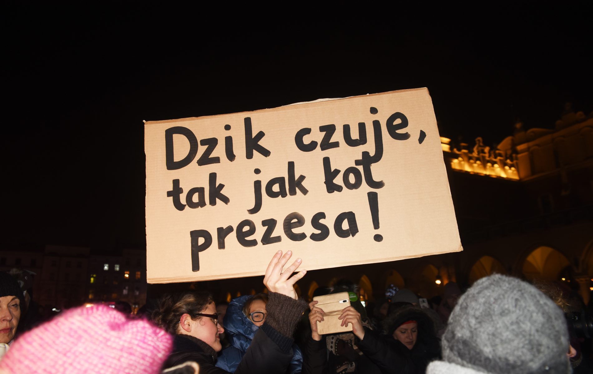 Dziki protest na Rynku Głównym: "żyj i ryj"